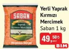 SABAN YERLİ YAPRAK KIRMIZI MERCİMEK 1 KG
